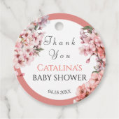Blush Pink Cherry Blossom Elegant Dank u Bedankjes Labels (Voorkant)