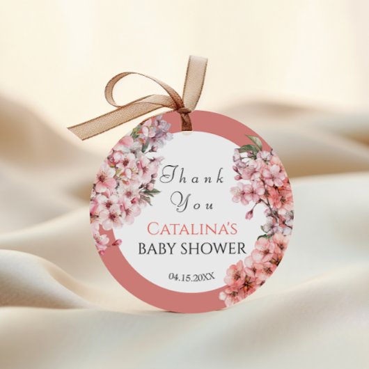 Blush Pink Cherry Blossom Elegant Dank u Bedankjes Labels
