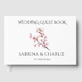 Blush Pink Cherry Blossom Elegant Floral Wedding  Gastenboek