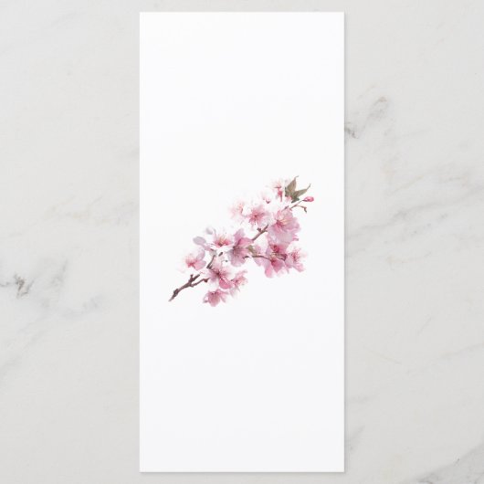 Blush Pink Cherry Blossom Elegant Floral Wedding Menu (Achterkant)
