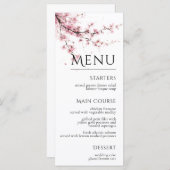 Blush Pink Cherry Blossom Elegant Floral Wedding Menu (Voorkant / Achterkant)
