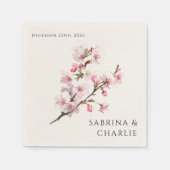 Blush Pink Cherry Blossom Elegant Floral Wedding Servet (Voorkant)