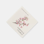 Blush Pink Cherry Blossom Elegant Floral Wedding Servet (Hoek)