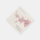 Blush Pink Cherry Blossom Elegant Floral Wedding Servet (Hoek)
