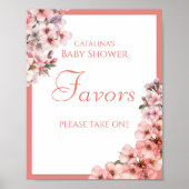 Blush Pink Cherry Blossom Favorieten Teken Poster (Voorkant)