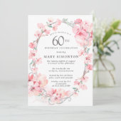 Blush Pink Cherry Blossom Floral 60th Birthday Kaart (Staand voorkant)
