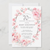 Blush Pink Cherry Blossom Floral 70th Birthday Kaart (Voorkant)