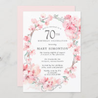 Blush Pink Cherry Blossom Floral 70th Birthday