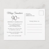 Blush Pink Cherry Blossom Floral 90th Birthday Uitnodiging Briefkaart (Achterkant)