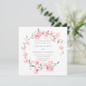Blush Pink Cherry Blossom Floral Lijst Wedding Kaart (Staand voorkant)