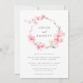 Blush Pink Cherry Blossom Floral Lijst Wedding Kaart (Voorkant)