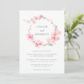 Blush Pink Cherry Blossom Floral Lijst Wedding Kaart (Staand voorkant)
