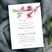 BLUSH PINK CHERRY BLOSSOM FLORAL WEDDING INVITE BEDANKKAART