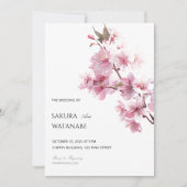 Blush Pink Cherry Blossom Flower Japanese Wedding Kaart (Voorkant)