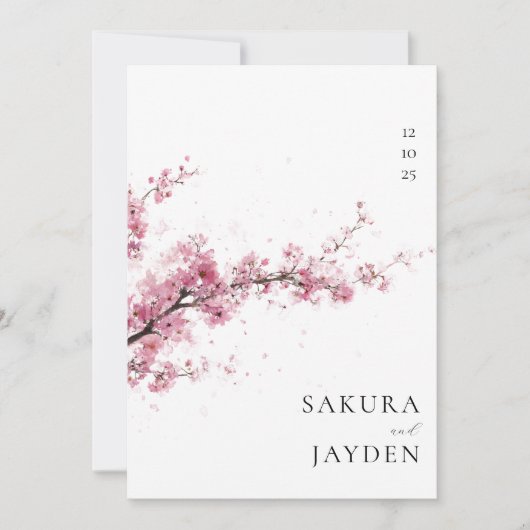 Blush Pink Cherry Blossom Flower Japanese Wedding  Kaart (Voorkant)