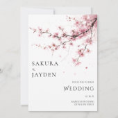 Blush Pink Cherry Blossom Flower Japanese Wedding  Kaart (Achterkant)