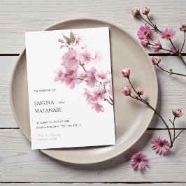 Blush Pink Cherry Blossom Flower Japanese Wedding Kaart