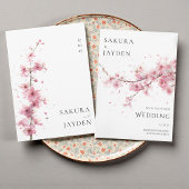 Blush Pink Cherry Blossom Flower Japanese Wedding  Kaart
