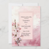 Blush Pink Cherry Blossom Flower Japanese Wedding Kaart (Voorkant)