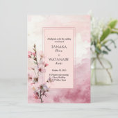 Blush Pink Cherry Blossom Flower Japanese Wedding Kaart (Staand voorkant)