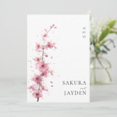 Blush Pink Cherry Blossom Flower Japanese Wedding  Kaart (Staand voorkant)