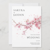 Blush Pink Cherry Blossom Flower Japanese Wedding  Kaart (Achterkant)