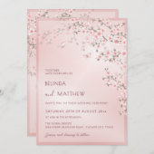 Blush Pink Cherry Blossom | Photo Casual Wedding Kaart (Voorkant / Achterkant)