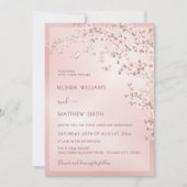 Blush Pink Cherry Blossom Photo Wedding Kaart (Voorkant)