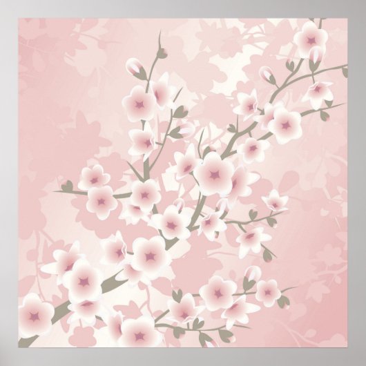  Blush PInk Cherry Blossom Poster (Voorkant)