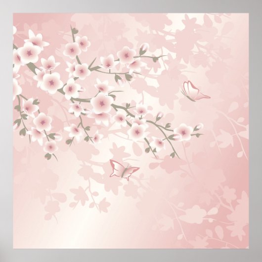  Blush PInk Cherry Blossom Poster (Voorkant)