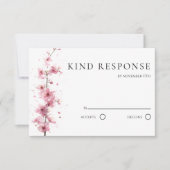 Blush Pink Cherry Blossom QR Code Wedding RSVP Kaartje (Voorkant)