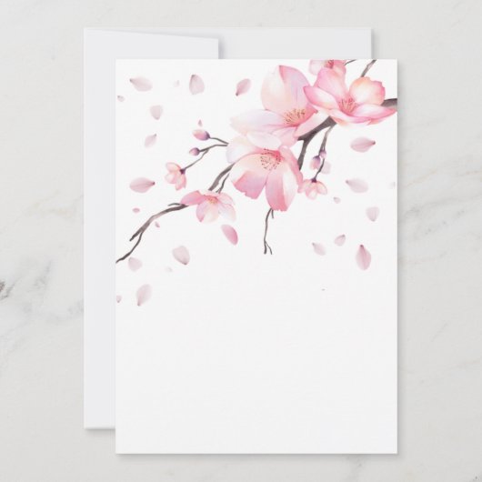 Blush Pink Cherry Blossom Sakura Floral Verjaardag Kaart (Achterkant)