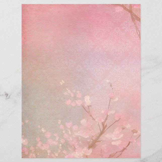 Blush Pink Cherry Blossom Scrapbook Paper (Voorkant)