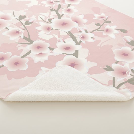  Blush PInk Cherry Blossom Sherpa Deken (3/4)