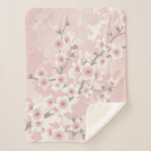  Blush PInk Cherry Blossom Sherpa Deken (Voorkant)