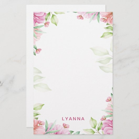 Blush Pink Cherry Blossom Specialized Stationery Briefpapier (Voorkant / Achterkant)
