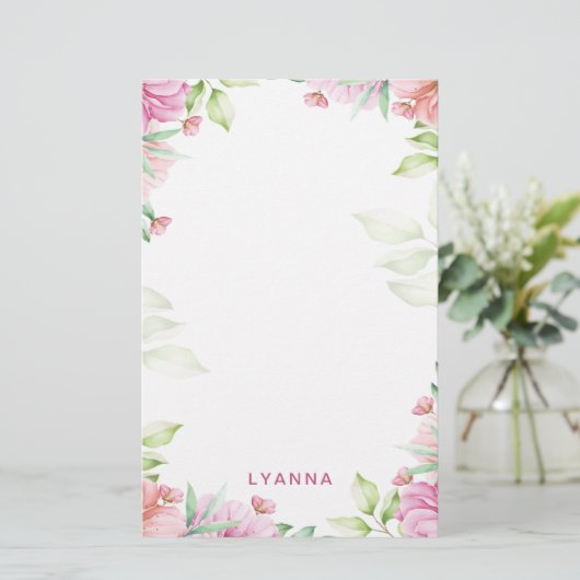 Blush Pink Cherry Blossom Specialized Stationery Briefpapier (Staand voorkant)