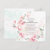 Blush Pink Cherry Blossom Square Afstuderen Kaart (Voorkant / Achterkant)