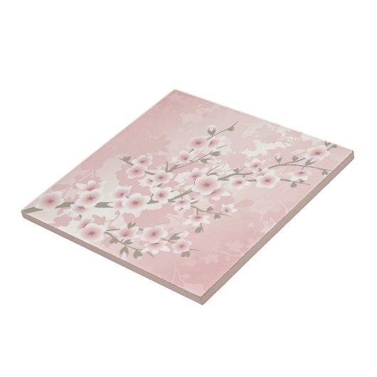 Blush PInk Cherry Blossom Tegeltje (Zijkant)