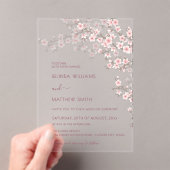 Blush Pink Cherry Blossom Wedding Acryl Uitnodigingen (Insitu (Draagbaar))