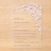 Blush Pink Cherry Blossom Wedding Acryl Uitnodigingen (Voorkant)