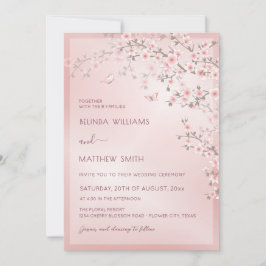 Blush Pink Cherry Blossom Wedding Kaart