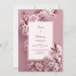 Blush Pink Cherry Blossom Wedding Kaart