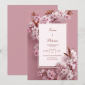 Blush Pink Cherry Blossom Wedding Kaart (Voorkant / Achterkant)
