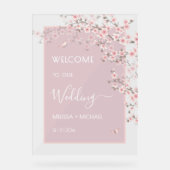 Blush Pink Cherry Blossom Wedding Transparent Acryl Bord (Voorkant)