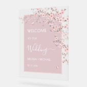 Blush Pink Cherry Blossom Wedding Transparent Acryl Bord (Hoek)