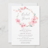 Blush Pink Cherry Blossom WreatVrijgezellenfeest Kaart (Voorkant)