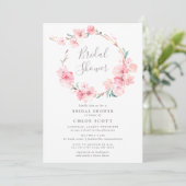 Blush Pink Cherry Blossom WreatVrijgezellenfeest Kaart (Staand voorkant)