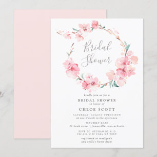 Blush Pink Cherry Blossom WreatVrijgezellenfeest Kaart