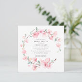 Blush Pink Cherry Blossom WreatVrijgezellenfeest Kaart (Staand voorkant)